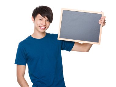 Mavi t-shirt Asya genç adam