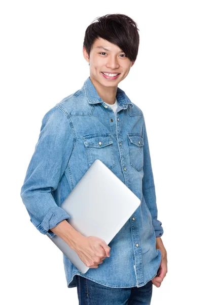 Asiático jovem homem em jean shirt — Fotografia de Stock