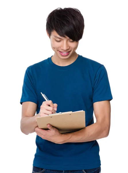 Asiático joven hombre en azul camiseta —  Fotos de Stock