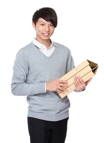 Asiático joven hombre de negocios en gris suéter —  Fotos de Stock