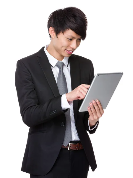 Young handsome businessman in business suit — Stock Photo, Image