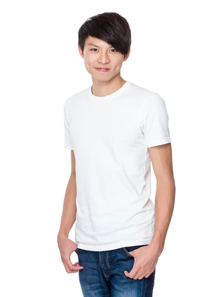 Asian handsome man in white t-shirt — Stock Photo, Image