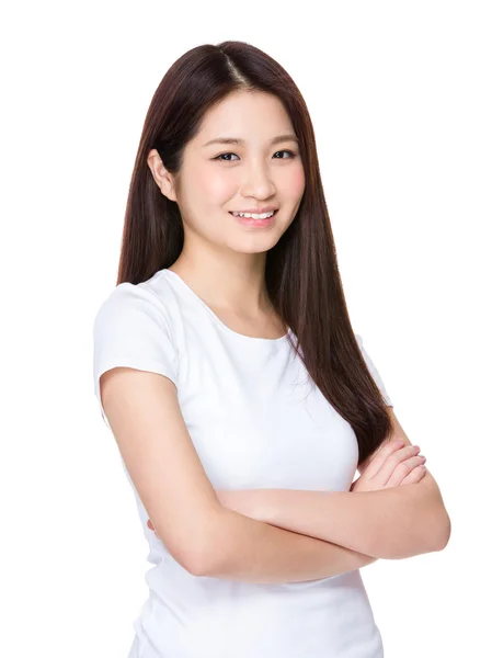 Young asian woman in white t-shirt — Stock Photo, Image