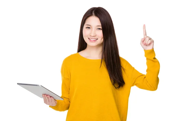 Asian young woman in yellow sweater — Stock Photo, Image