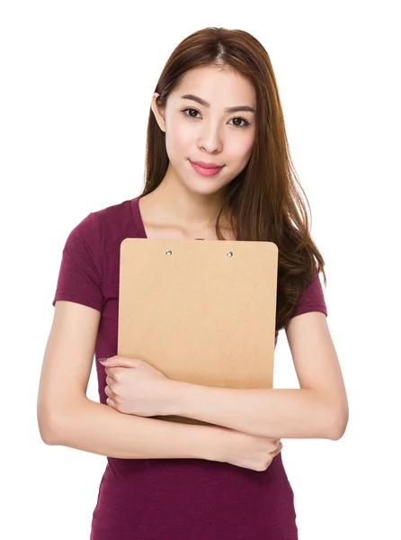 Woman holding  file board — Stock Photo, Image