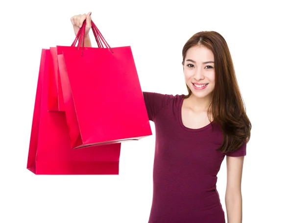 Asiatico giovane donna in rosso t-shirt — Foto Stock
