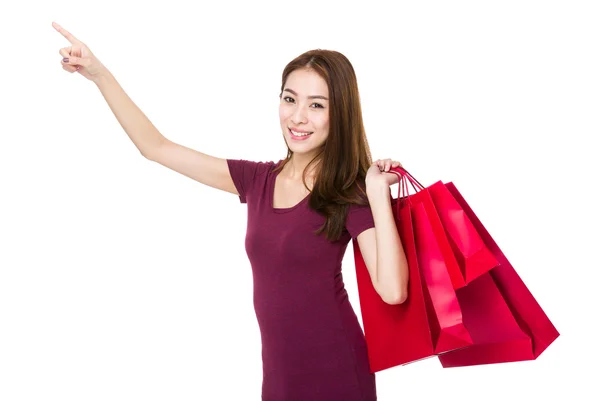 Asiático jovem mulher em vermelho t-shirt — Fotografia de Stock