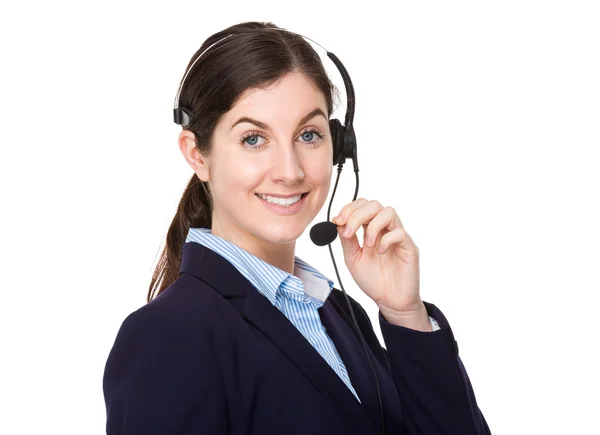 Representante de atendimento ao cliente com fone de ouvido — Fotografia de Stock