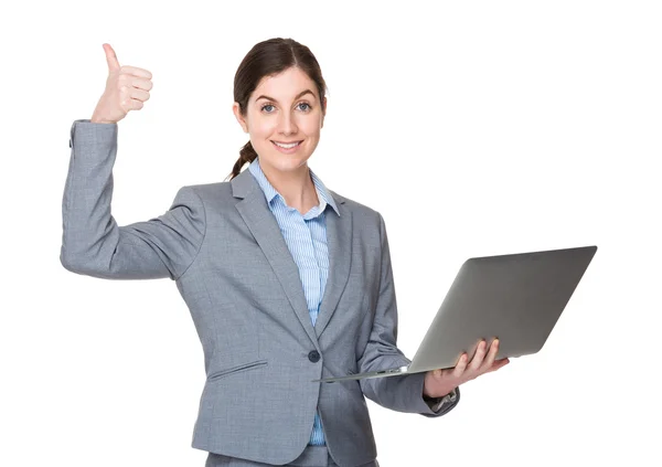 Caucasian young businesswoman in business suit — Stock Photo, Image