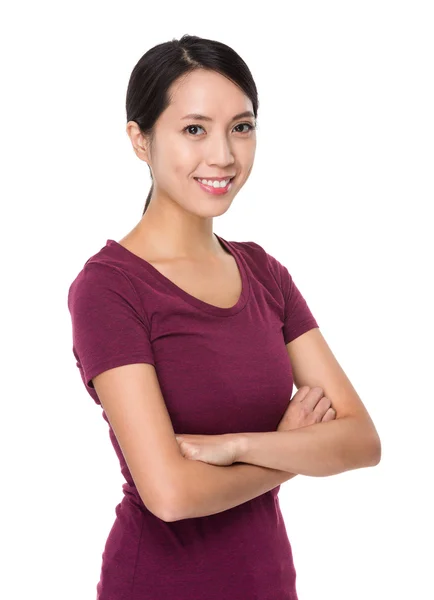 Asiatico giovane donna in rosso t-shirt — Foto Stock