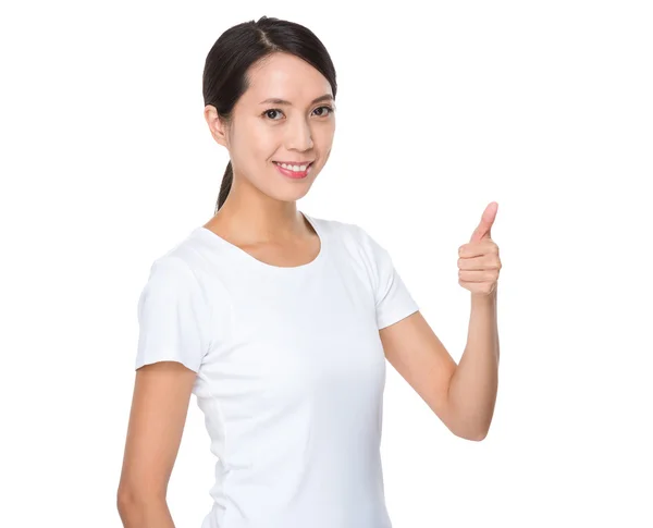 Young asian woman in white t-shirt — Stock Photo, Image