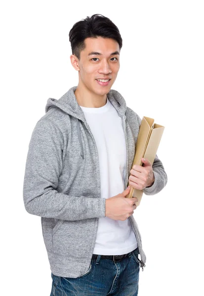 Asian young man in grey hoodie — Stock Photo, Image