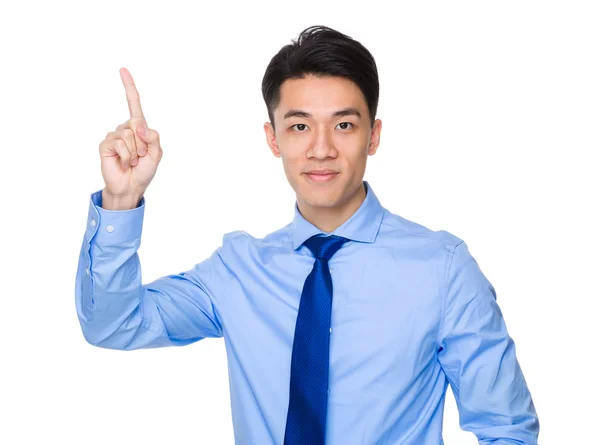 Joven hombre de negocios guapo en camisa azul — Foto de Stock