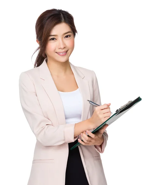 Jovem asiático buisnesswoman em terno de negócios — Fotografia de Stock