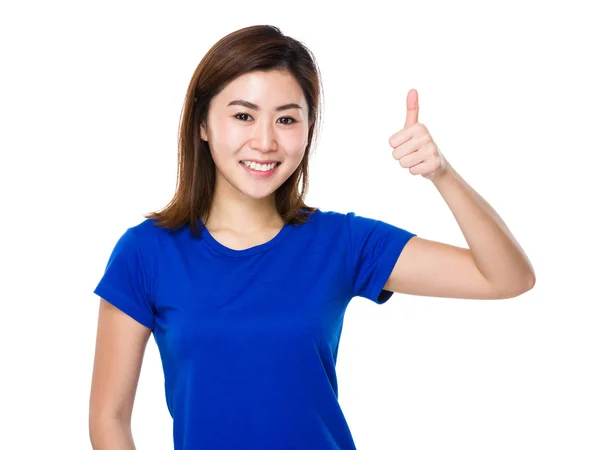 아시아 젊은 여성 블루 티셔츠 — 스톡 사진