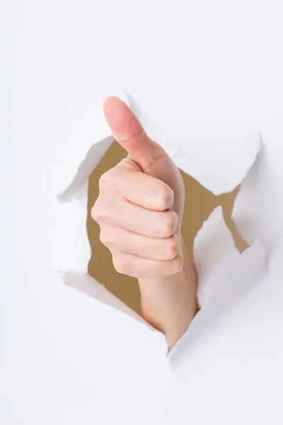 Hand with thumb up gesture — Stock Photo, Image