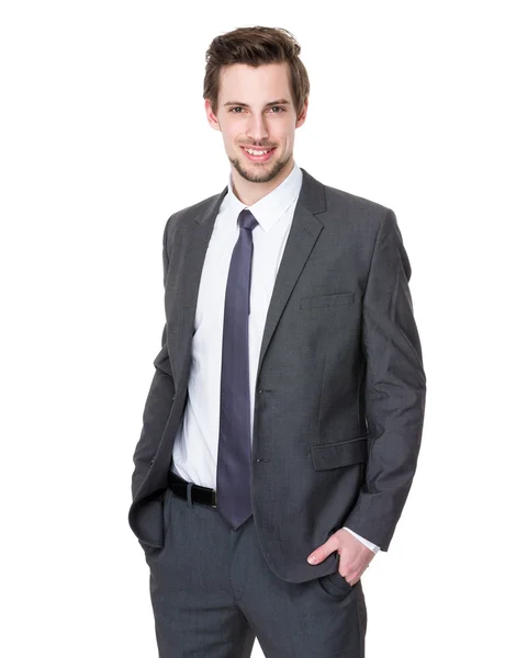 Homem de negócios bonito caucasiano em terno de negócios — Fotografia de Stock