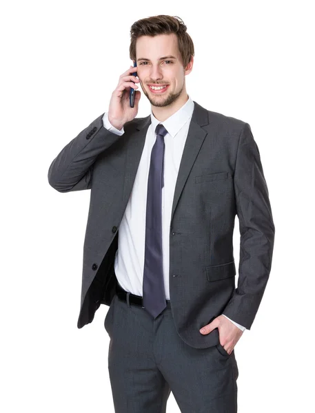 Caucásico guapo hombre de negocios en traje de negocios —  Fotos de Stock