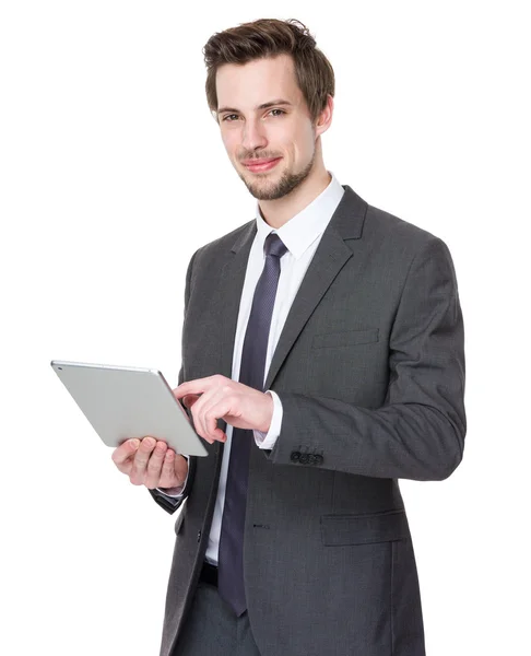 Caucasian handsome businessman in business suit — Stock Photo, Image