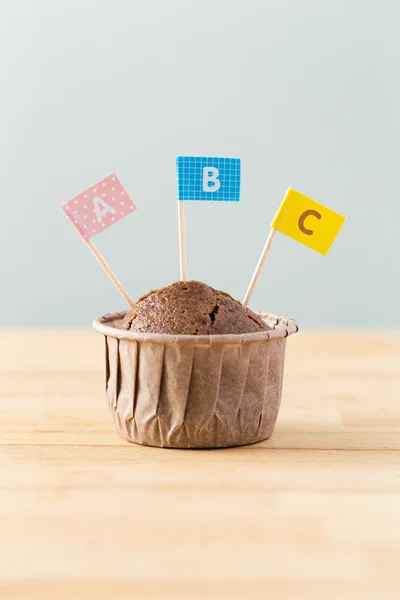 Csokoládé muffin kis zászló — Stock Fotó