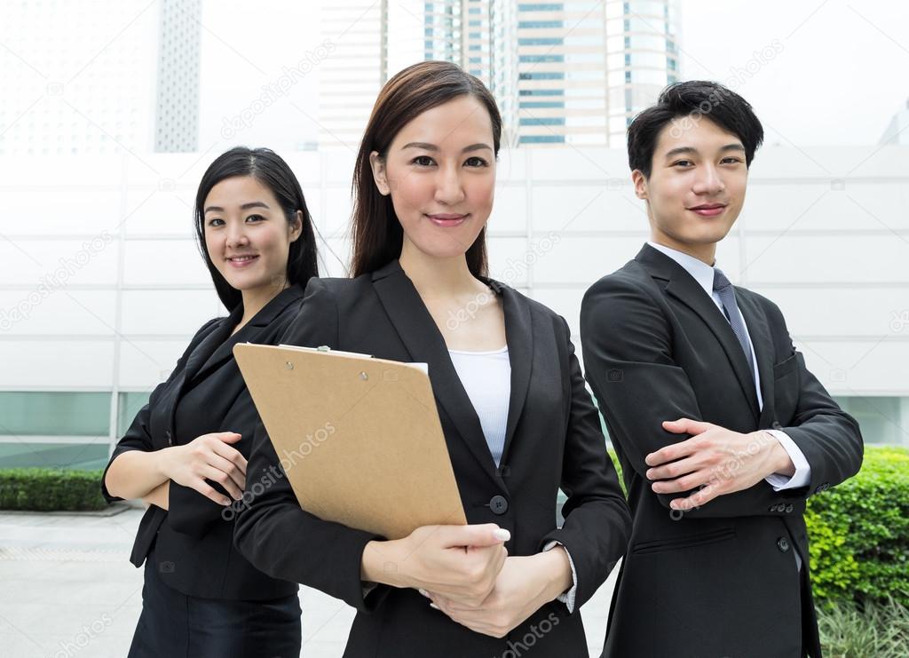 asian business people in business suits