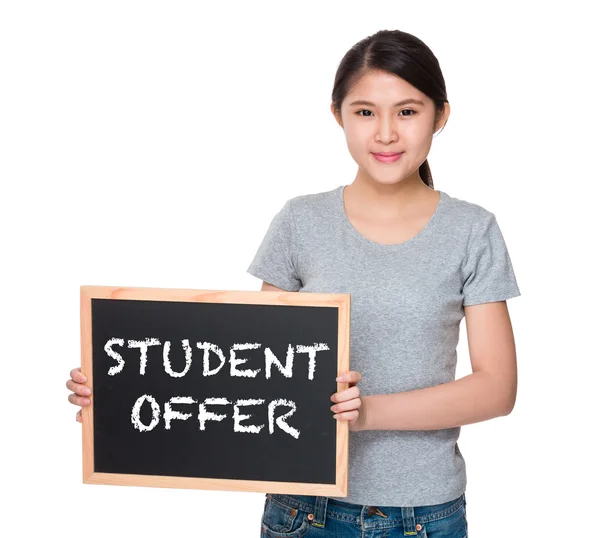 Young asian woman with black board — Stock Photo, Image