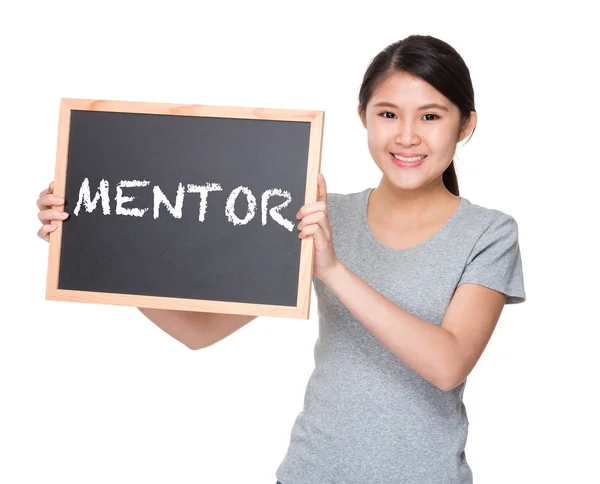 Young asian woman with black board — Stock Photo, Image