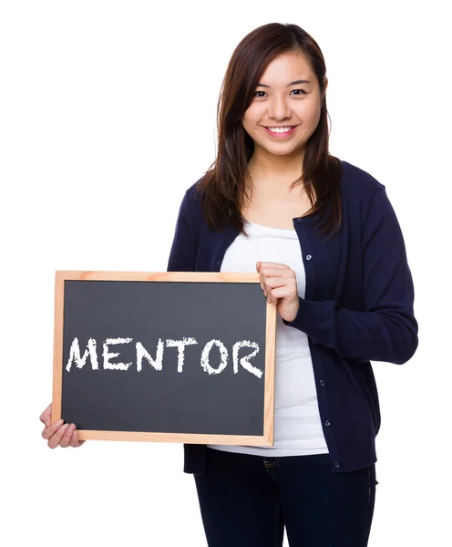 Asian young woman showing the chalkboard — Stock Photo, Image