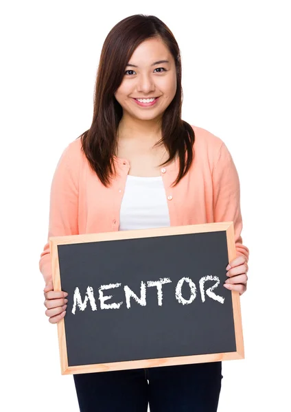 Asian young woman with black board — Stock Photo, Image