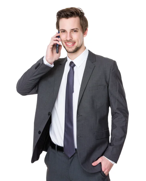 Young handsome businessman in business suit — Stock Photo, Image