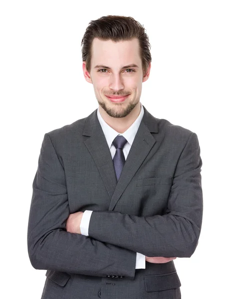 Young handsome businessman in business suit — Stock Photo, Image