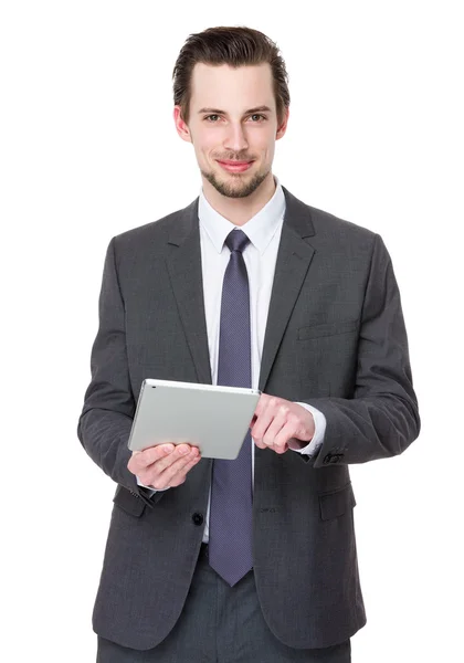 Young handsome businessman in business suit — Stock Photo, Image