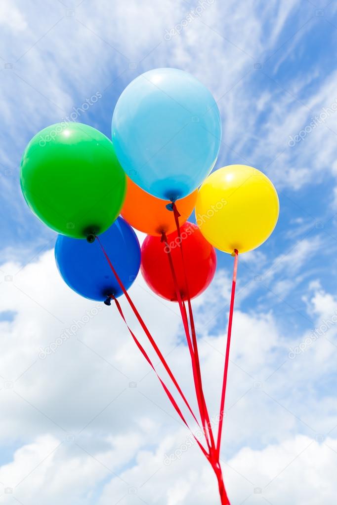 colorful balloons in blue sky