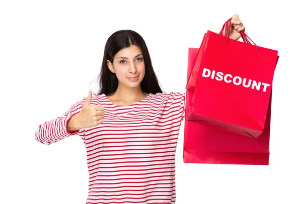 Asian woman with thumb up gesture — Stock Photo, Image