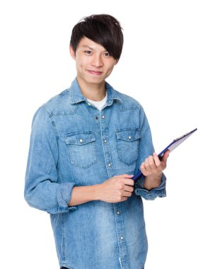 Asya yakışıklı erkek kot gömlek