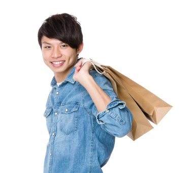 Asya yakışıklı erkek kot gömlek