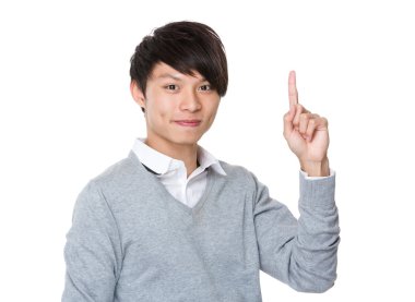 Asya genç işadamı olarak gri jumper