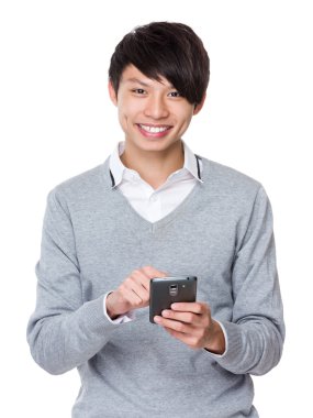 Asya genç işadamı olarak gri jumper