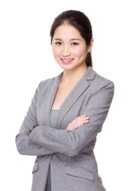 Asya genç iş kadını iş kıyafeti