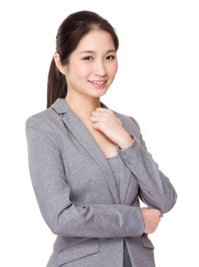 Asya genç iş kadını iş kıyafeti