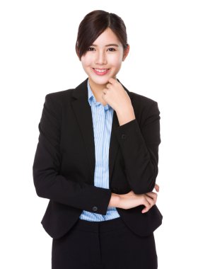 Asya genç iş kadını iş kıyafeti