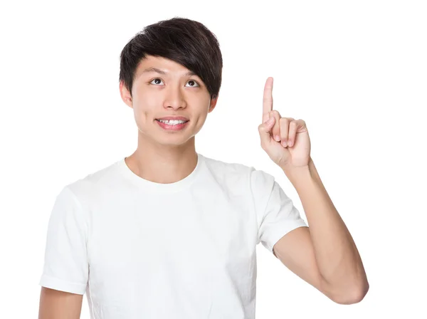 Asiático bonito homem em branco t-shirt — Fotografia de Stock