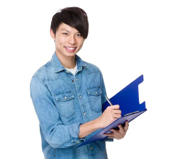 Asian handsome man in jeans shirt — Stock Photo, Image