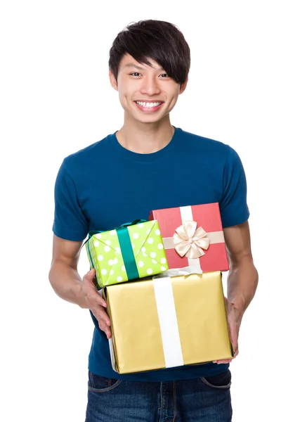 Asiático bonito homem em azul t-shirt — Fotografia de Stock