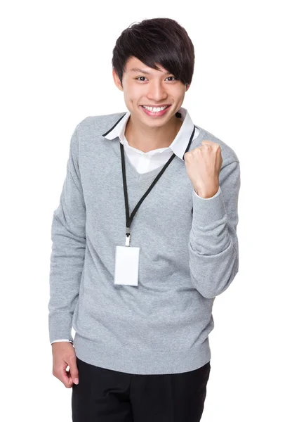 Asijské mladý podnikatel v šedý svetr — Stock fotografie
