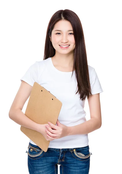 Asian young woman in white t-shirt — Stock Photo, Image