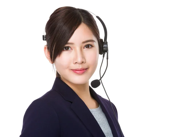 Aziatische vrouwelijke klant diensten exploitant — Stockfoto