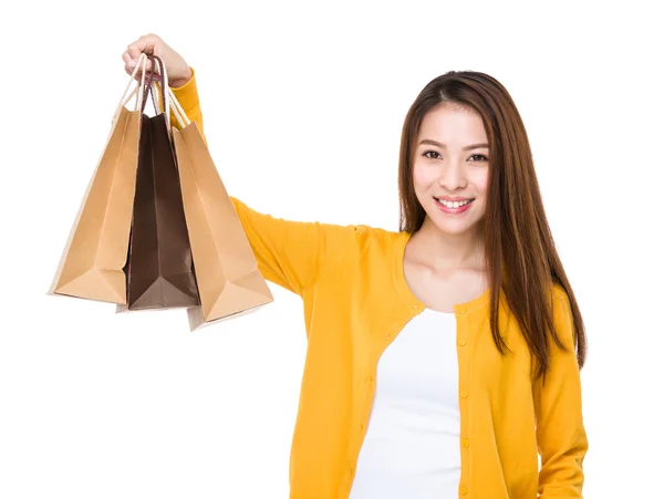 Asian young woman in yellow cardigan — Stock Photo, Image
