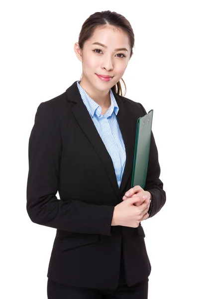Asiática jovem empresária em terno de negócios — Fotografia de Stock