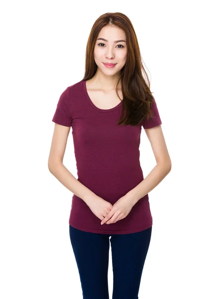 Asijská dívka v červené tričko — Stock fotografie